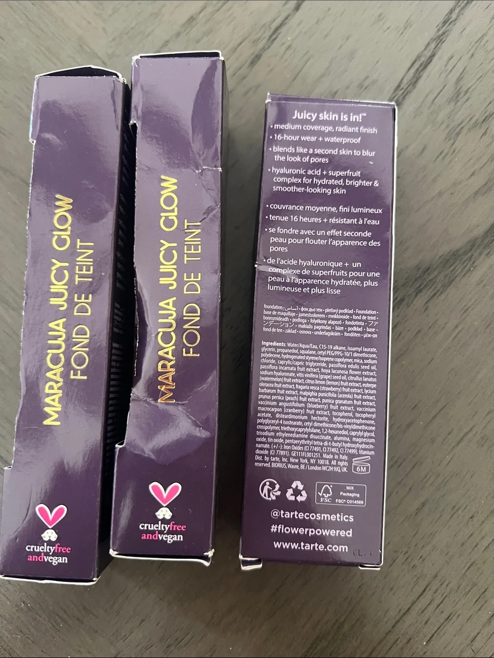 tarte Maracuja Foundation - Lavender & Gold shade 63H espresso honey lot of 3